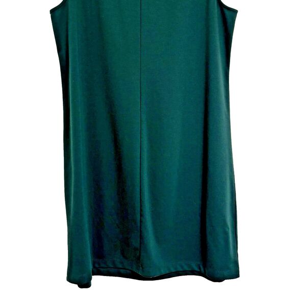Lands’ End 1X (16W-18W) Green Sleeveless Dress, Round Pleated Neckline, NWOT - Picture 7 of 10